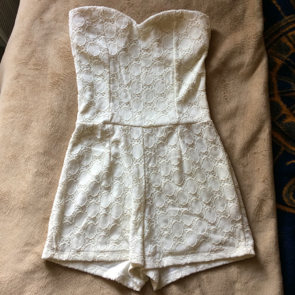 White Strapless Romper