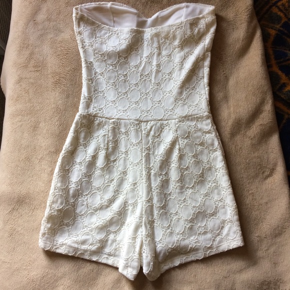 White Strapless Romper - Picture 3 of 3