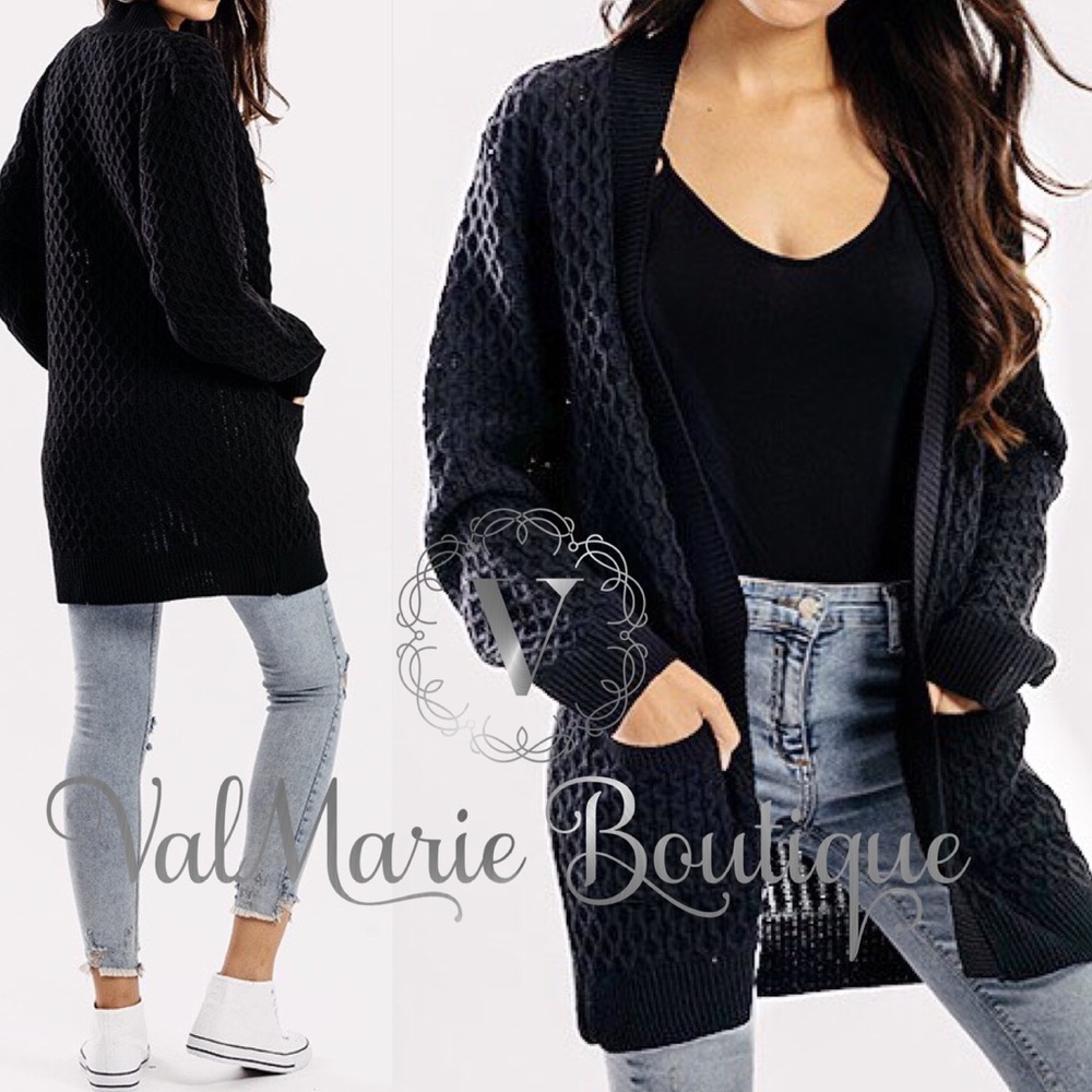 📍LAST ONE- Black Knitted Sweater Cardigan - Picture 2 of 2