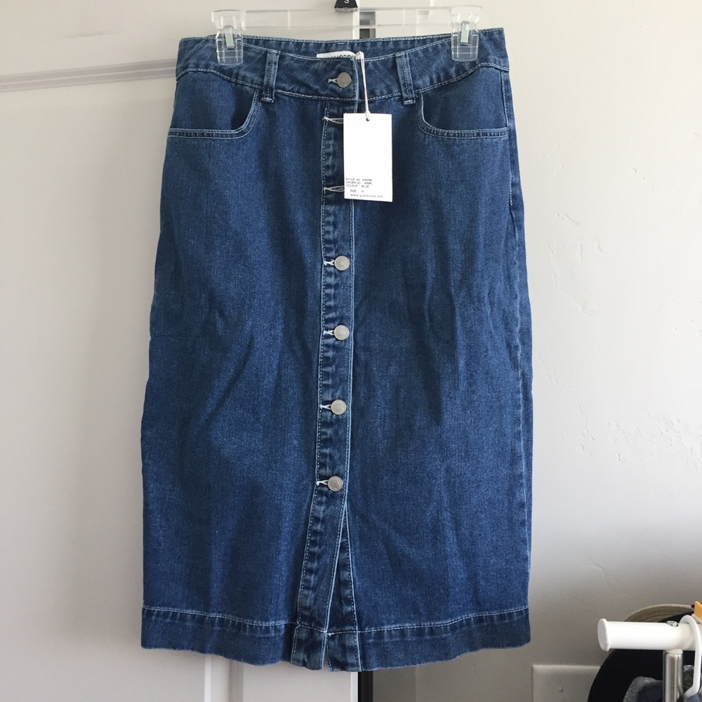 Denim Pencil Skirt With Buttons