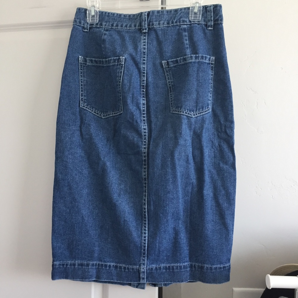 Denim Pencil Skirt With Buttons - Picture 2 of 4