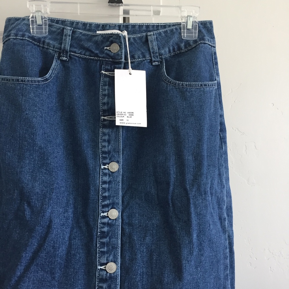 Denim Pencil Skirt With Buttons - Picture 3 of 4