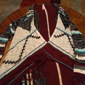 EUC Aztec style ls duster sweater from NoBo XL