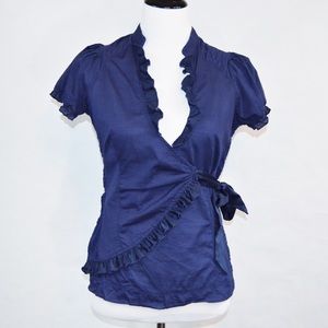 {Anthro} Edme & Esyllte Prytania Navy Wrap Blouse {Anthro} Edme & Esyllte Prytania Navy Wrap Blouse