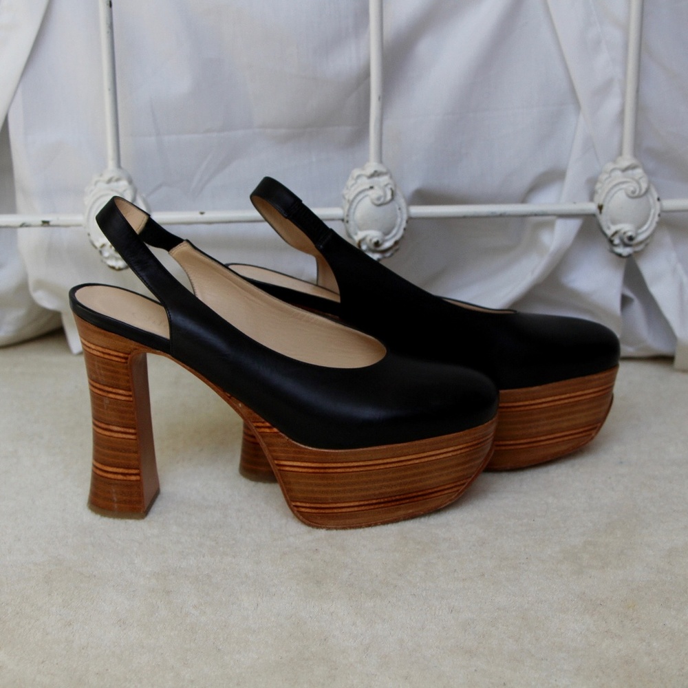 CHLOÉ LEATHER PLATFORM PUMPS - Picture 4 of 4