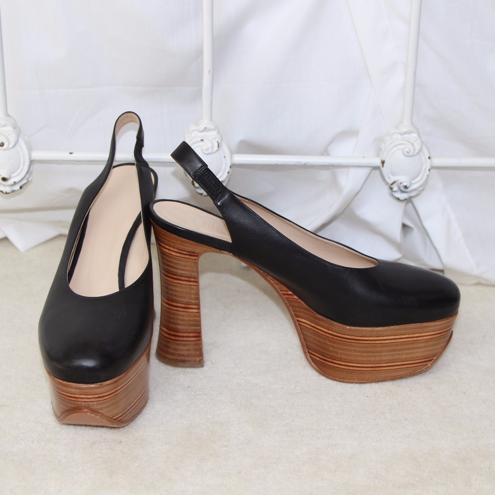 CHLOÉ LEATHER PLATFORM PUMPS