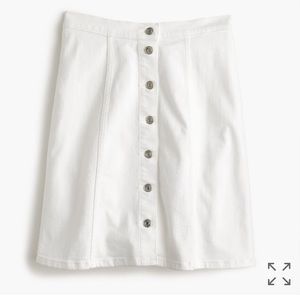 J.Crew button front white denim skirt