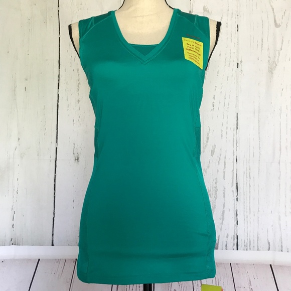 Reebox Athletic Top Play Dry Long Bra Fitted Teal - Picture 1 of 8