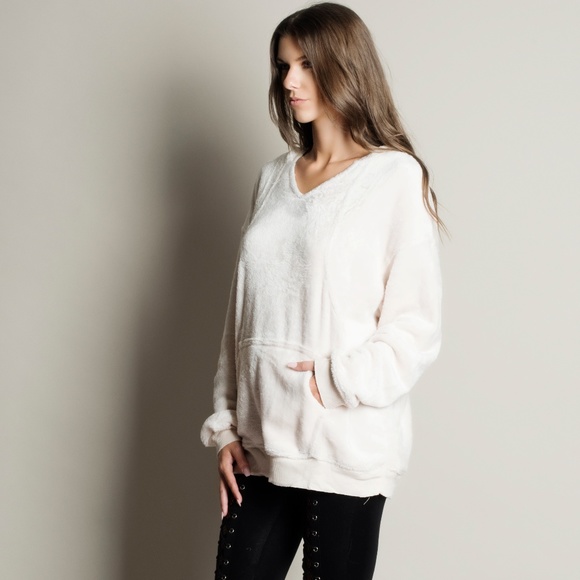 Oversized Super Soft Furry Hoodie Tunic - Picture 2 of 2
