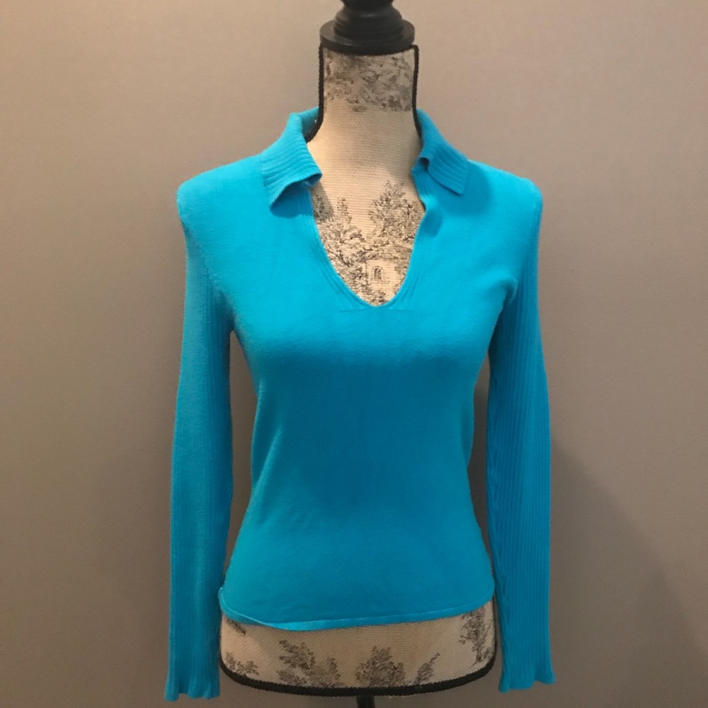 Blue Ribbed Sweater