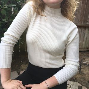 White ribbed turtleneck