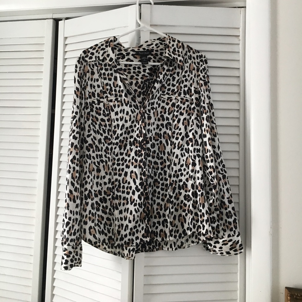 White House Black Market leopard print blouse.