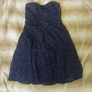 Navy blue strapless dress