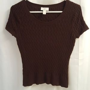 Ann Taylor Loft Brown Cable Knit Sweater Top