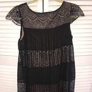 MAX AND CLEO Lace Cut Black Dress