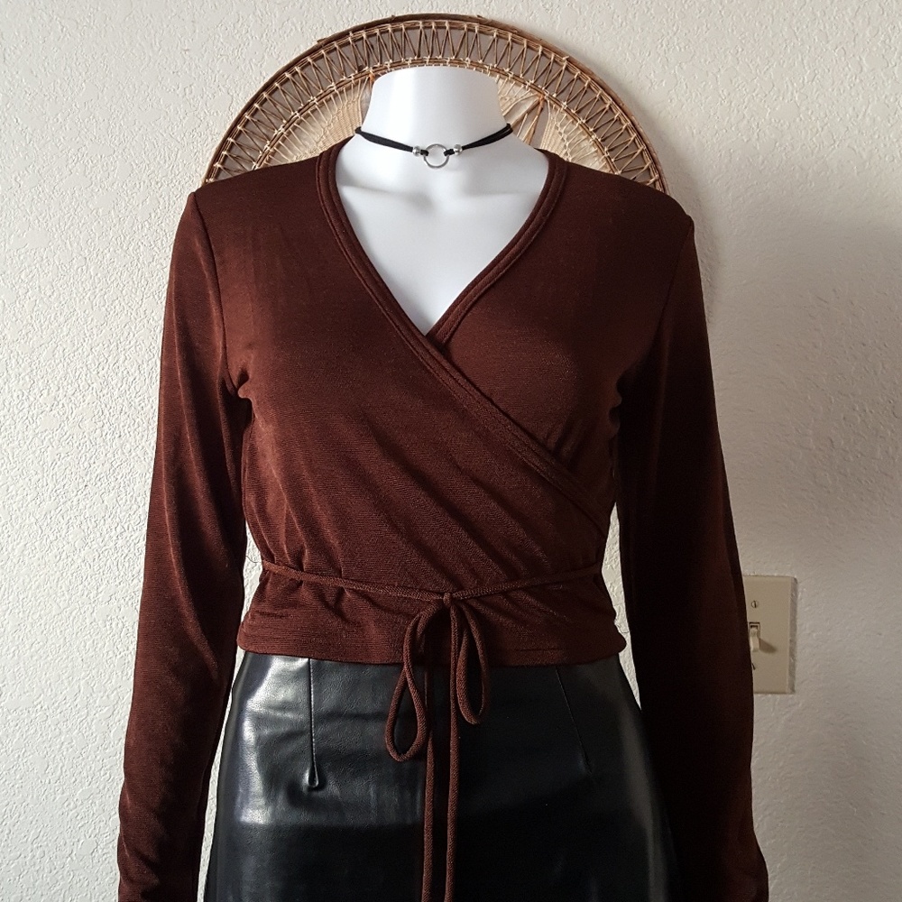 Brown wrap top