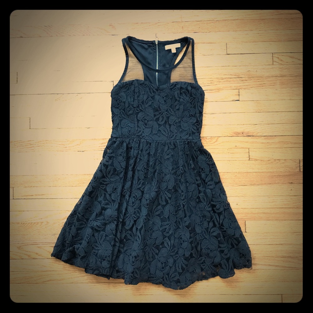 Black lace skater dress