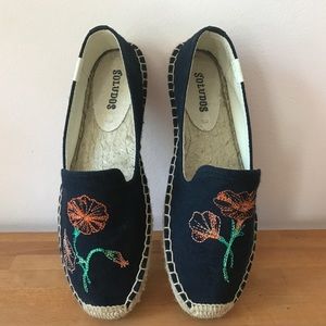 NWOT Navy Embroidered Soludos Espadrilles Sz 5.5/6