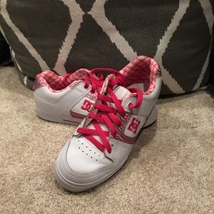 Pink and white DC shoes