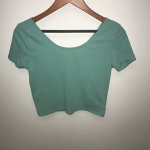 Teal short sleeve crop top