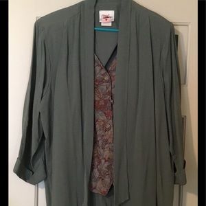 Women's Pantsuit  -  olive green w/attached vest.