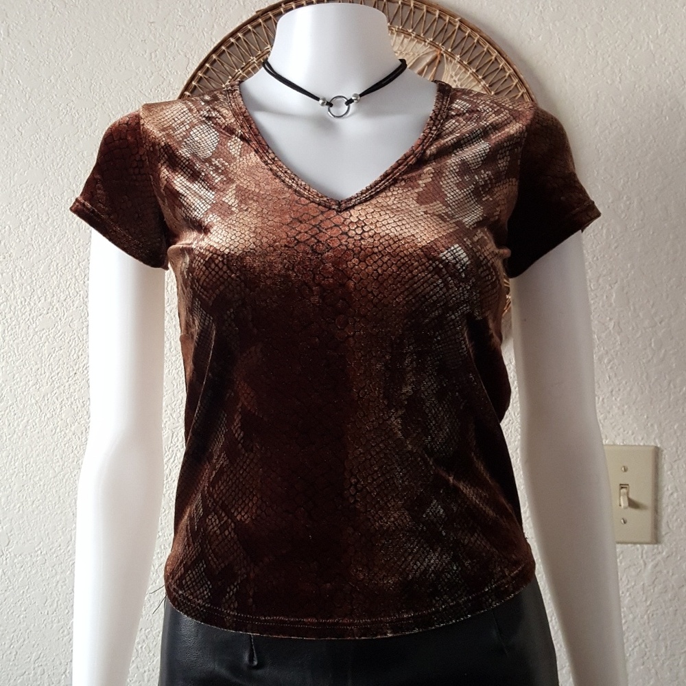 Brown snakeprint top