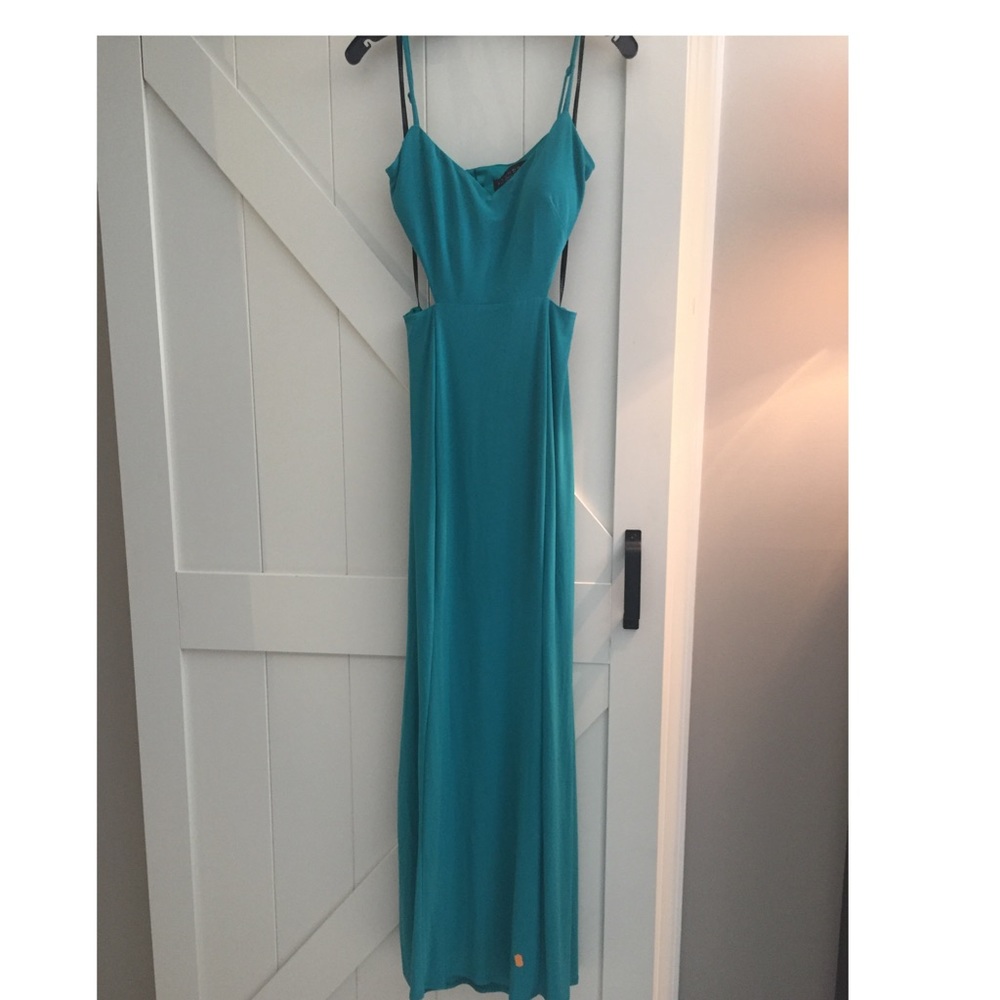 Teal blue cut out gown