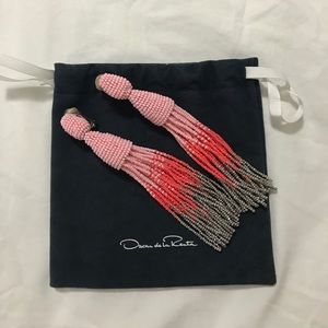 Oscar de la Renta Long Beaded Tassel Earrings