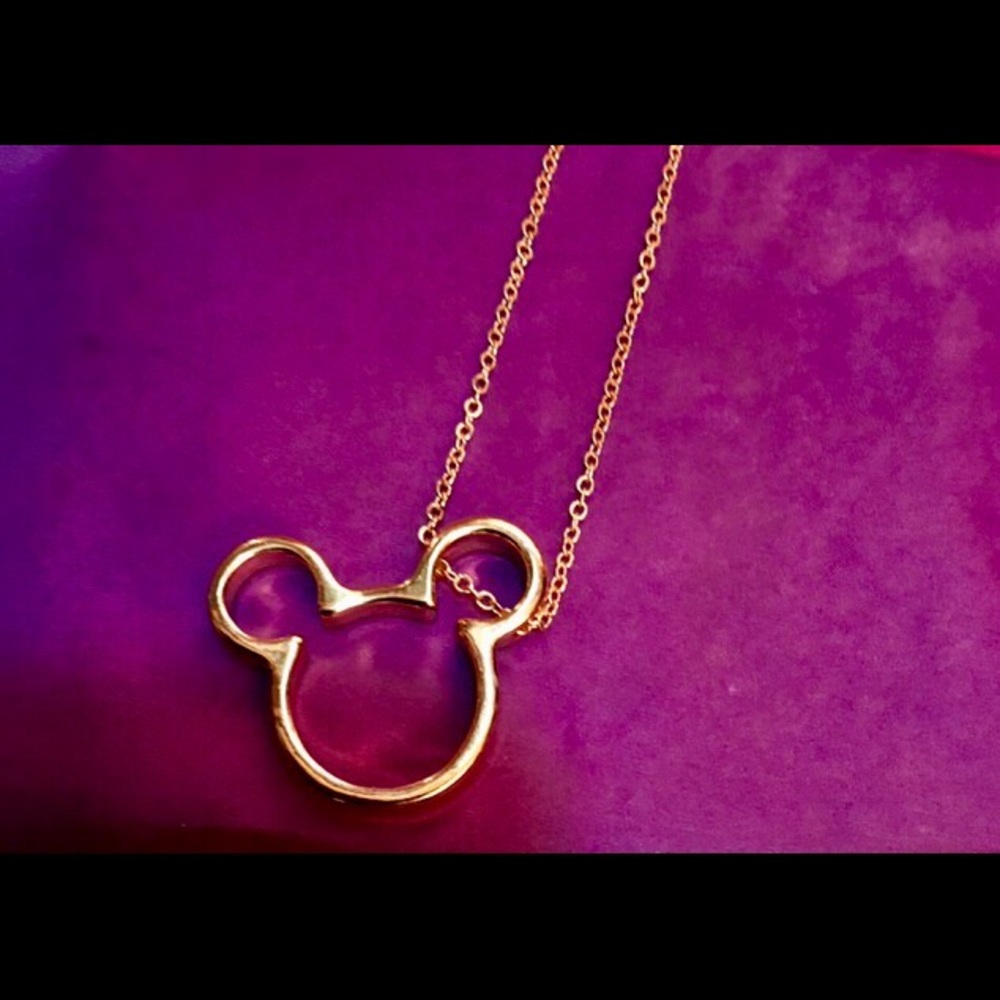 Gold Tone Mickey Ear Necklace
