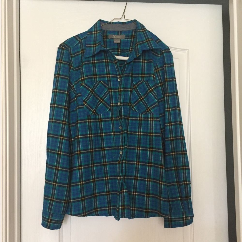 Women's Turquoise Cotton Flannel Size Medium
