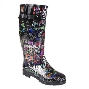 Black Graffiti Rain boots