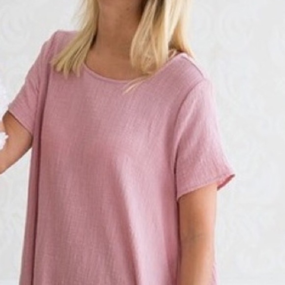 Dusty Rose Short Sleeve High-Low Maxi Dress - Picture 5 of 5