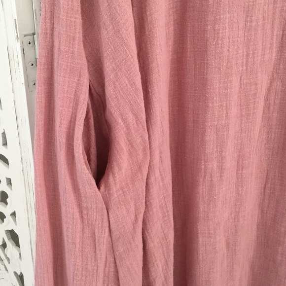 Dusty Rose Short Sleeve High-Low Maxi Dress - Picture 3 of 5