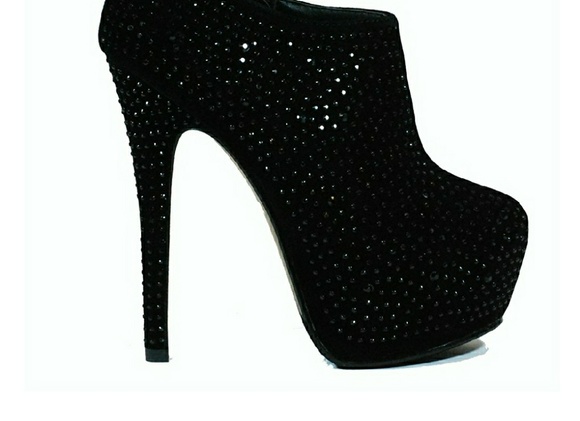 JEWEL BLACK PLATFORM BOOTIES like New - Picture 2 of 8