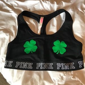 NWOT Victoria’s Secret PINK shamrock sports bra