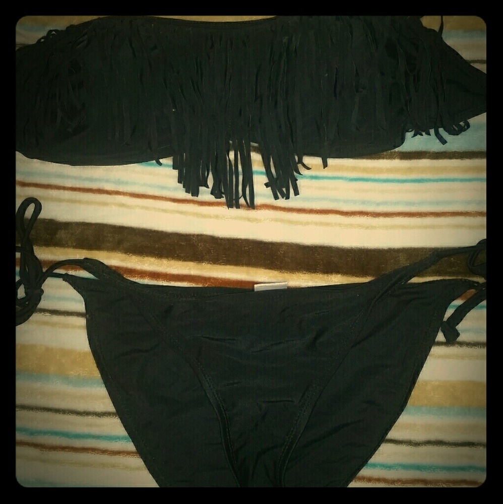 Black Fringe Swimsuit size medium
