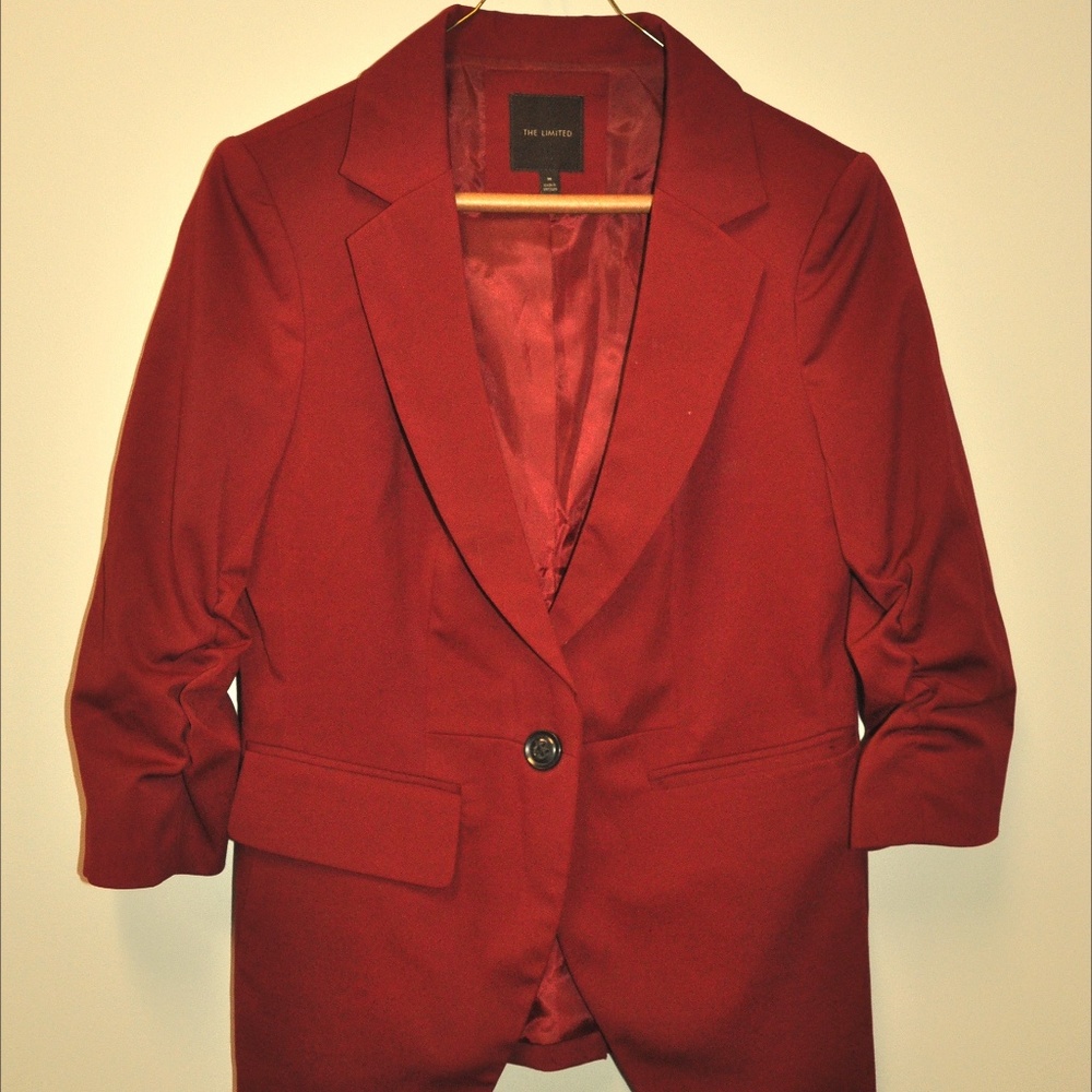 The Limited 3/4 Sleeve Blazer - Red Size M