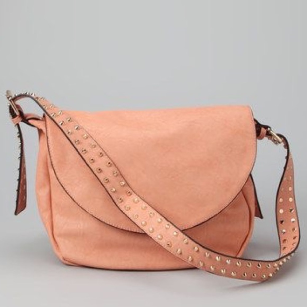 A coral large Vegan Leather Satchel bag
