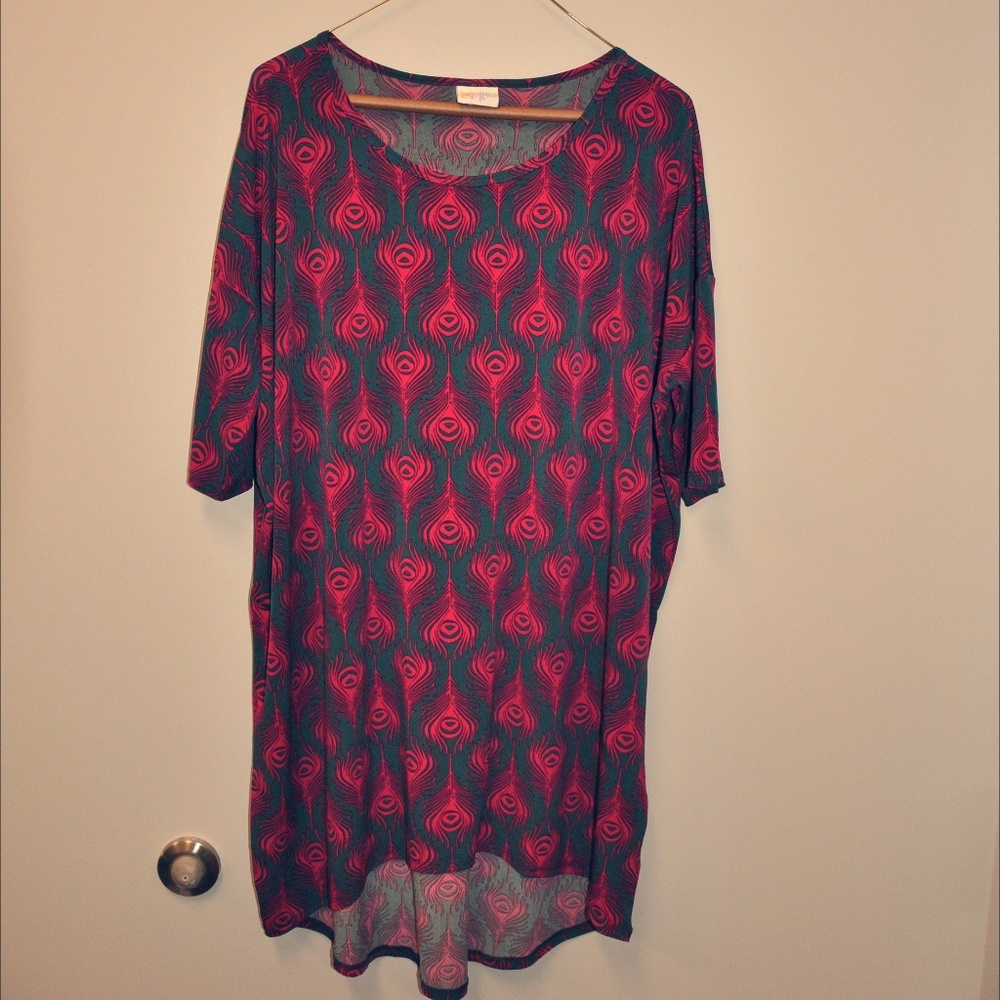 Lularoe Irma - Green/Pink Print - Size M