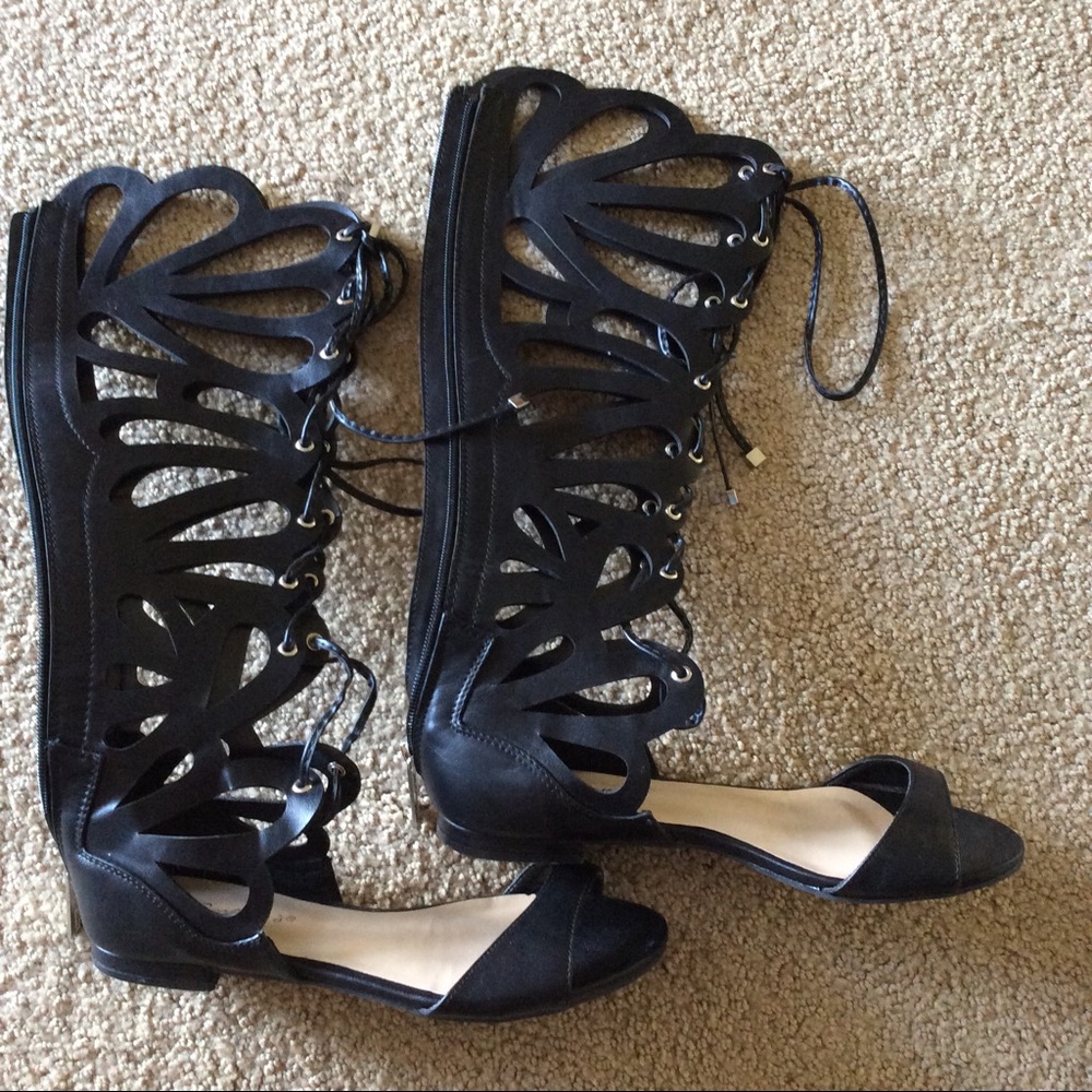 lace up sandal boots black
