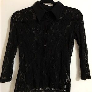 Black lace elegant blouse
