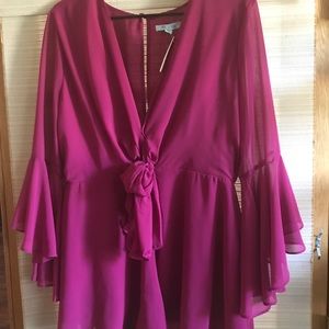 Beautiful burgundy romper with bell sleeves