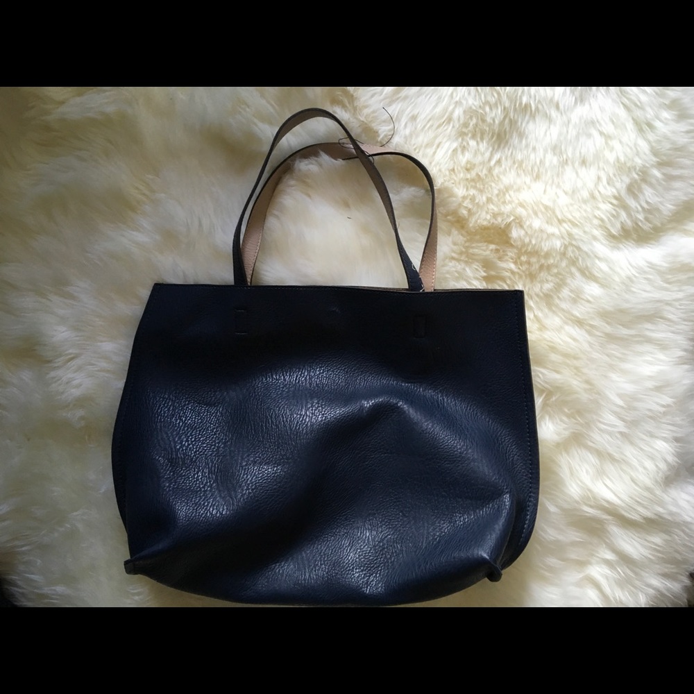 Reversible Faux Leather Tote and Wristlet