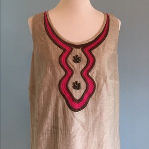 Taupe Sheath with Pink and Brown Accents Taupe Sheath with Pink and Brown Accents