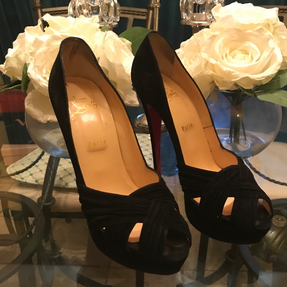 Authentic Christian Louboutin Aborina suede heels
