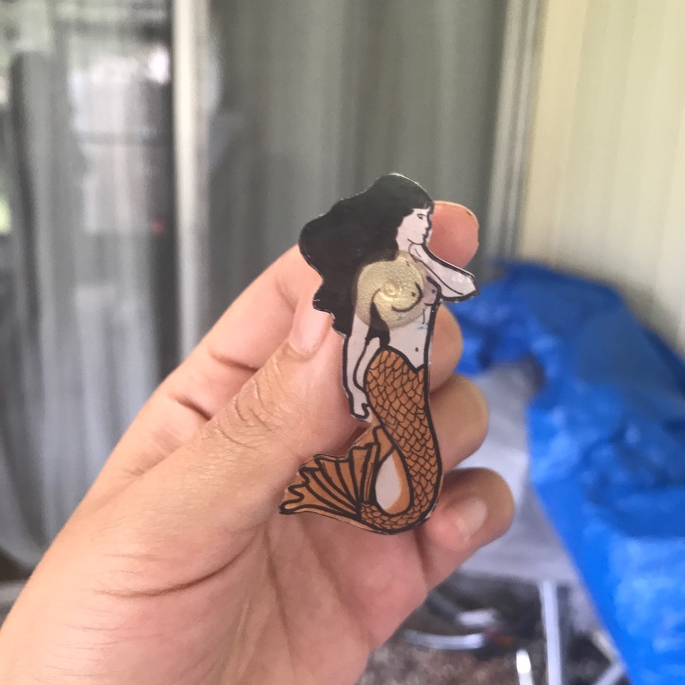 Mermaid with Golden Tail Pin/ brooch
