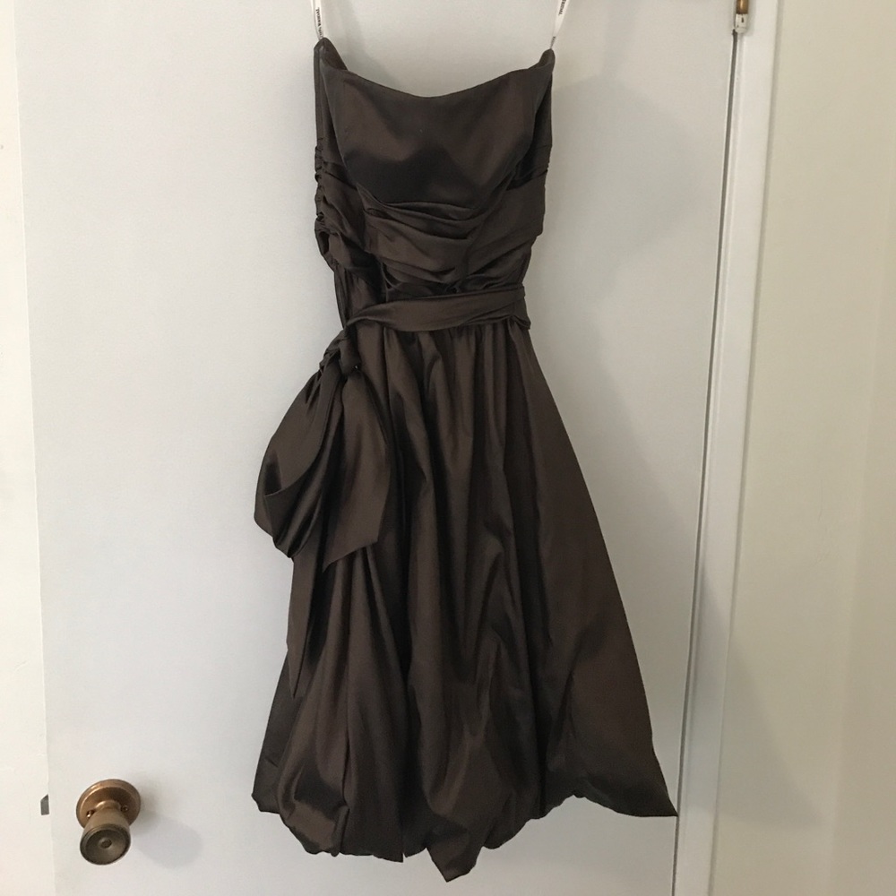 David’s bridal chocolate brown strapless dress