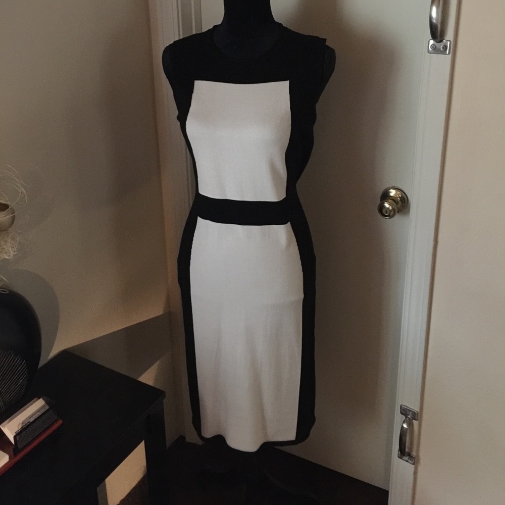 Anne Klein black/cream sheath M. Fits beautifully