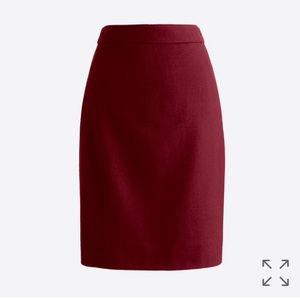 J Crew Factory Pencil Skirt Wool Dark Red