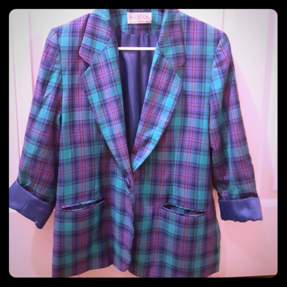 Vintage Pendleton Plaid Blazer Petite